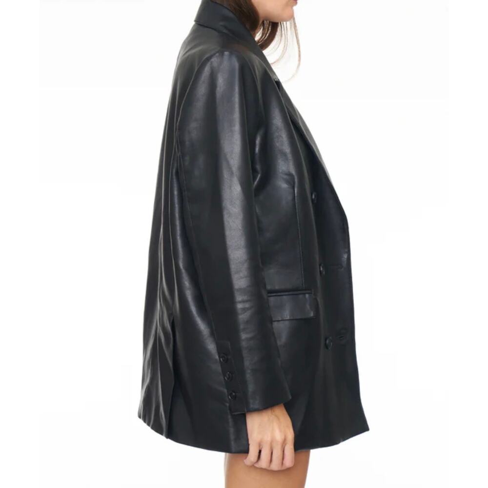 Pistola Women Faux Leather Double-Breasted Blazer - Picture 4 of 7